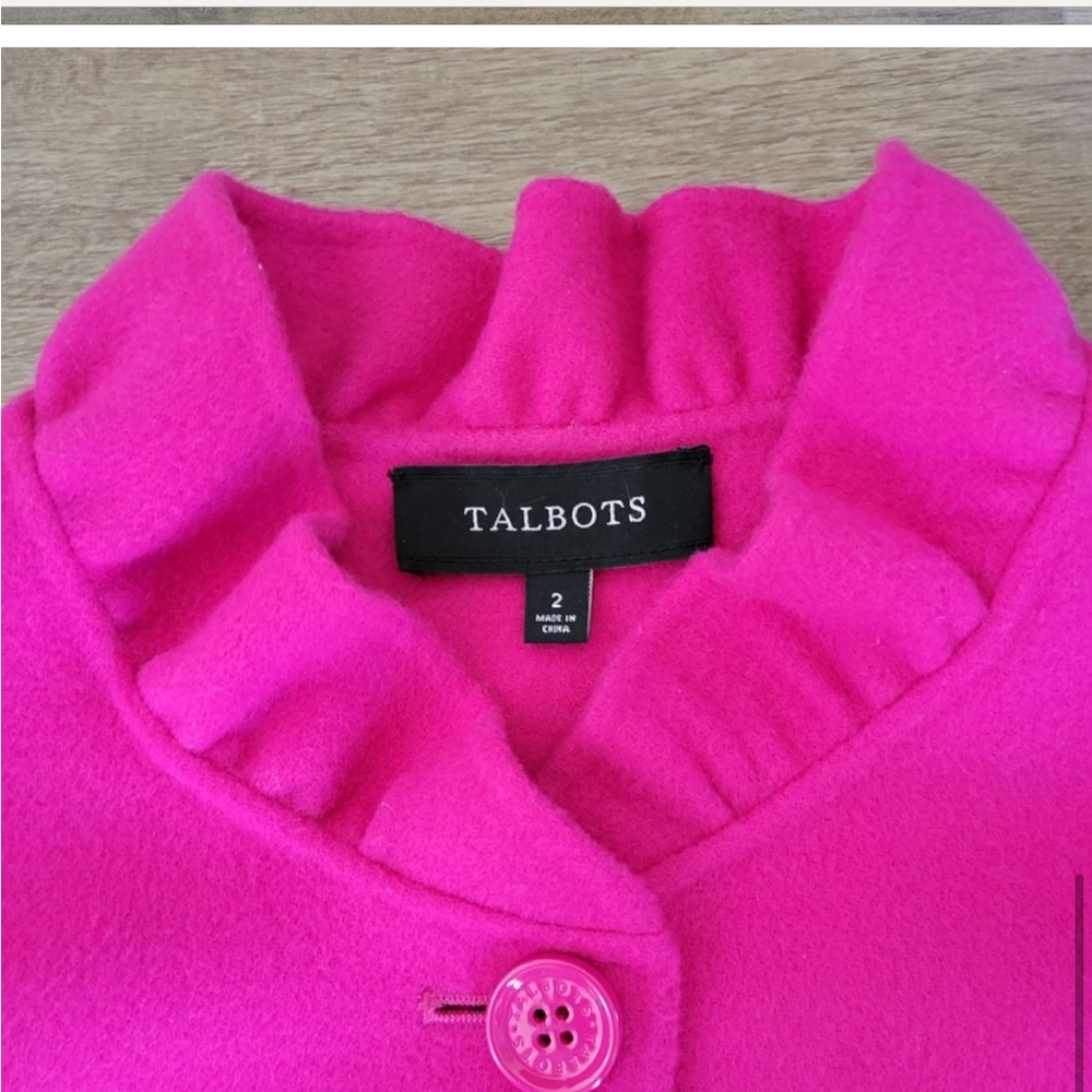 Talbots Ruffle Neck Double Face Jacket Romantic H… - image 4